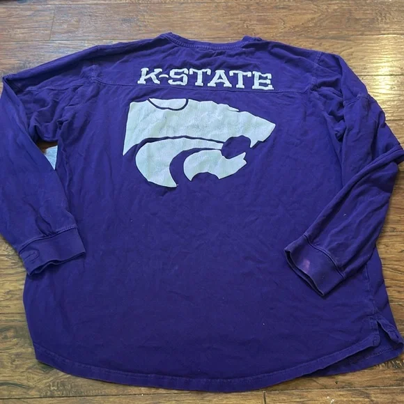 Kansas state Purple Long Sleeve Shirt with Logo -some stains - Picture 6 of 8